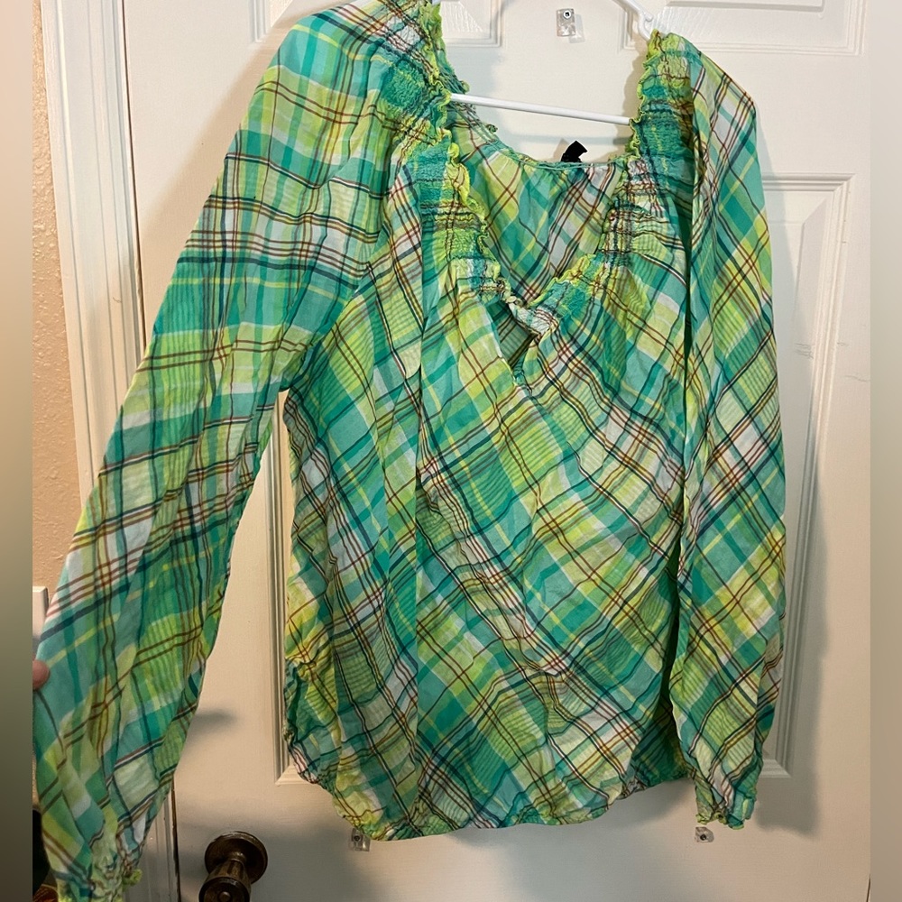 Lane Bryant Green Plaid Top Sz 18/20